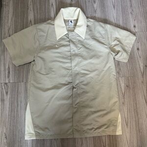 Nike X Fear of God Beige Snap Button Short Sleeve Warm Up Jacket